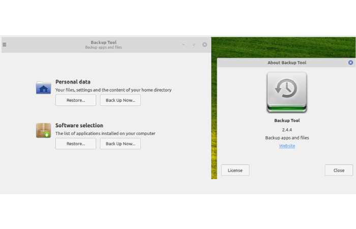 Backup tool on a Dell computer running Linux Mint